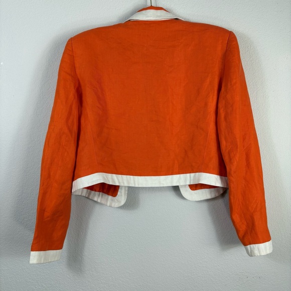 VintageEscada Women's Orange Jacket with White Trim - Picture 3 of 3